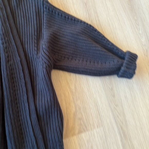 ** Free People Chunky Knit Cardigan Sweater Black Long XL - Picture 4 of 10